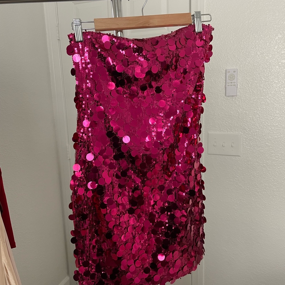White Fox Boutique Hot Pink Sequin Mini Dress